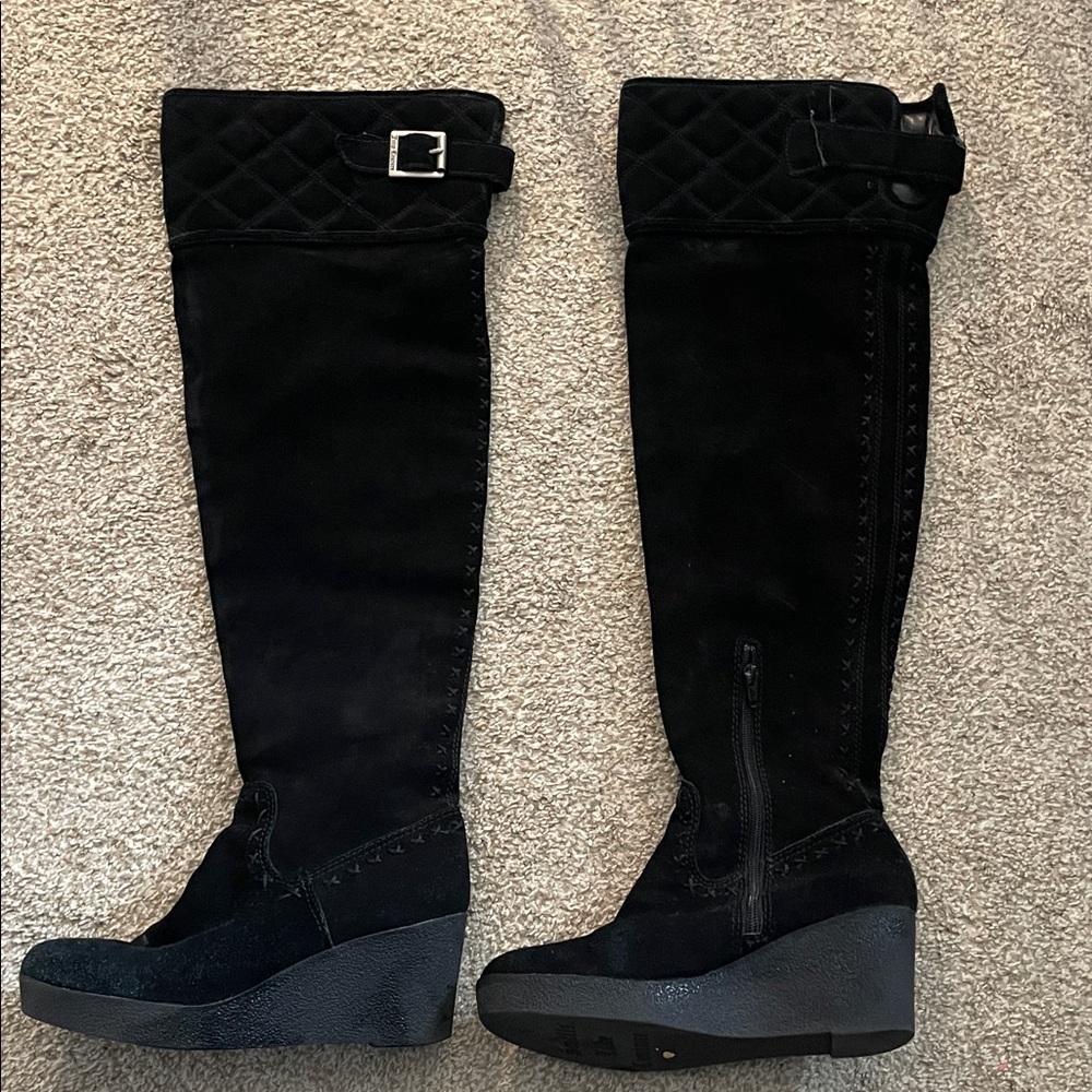 Juicy Couture Suede Black Over the Knee Boots Size 9.5